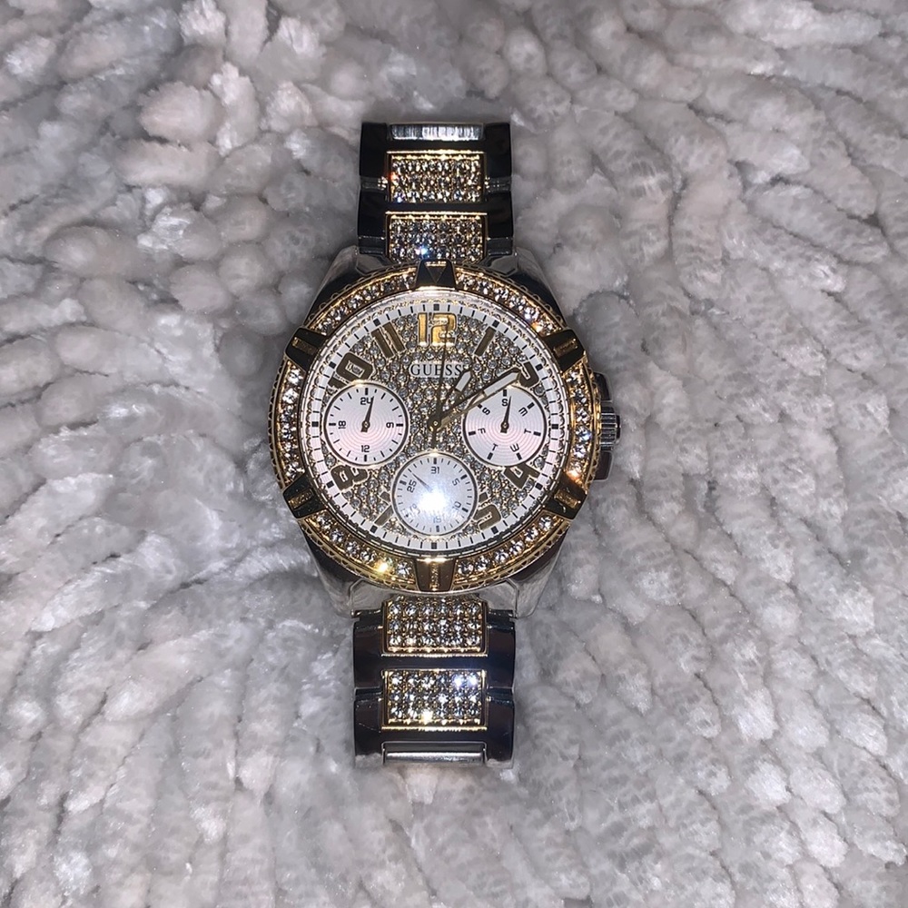 Guess, gold and crystal embellished watch